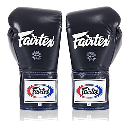 Fairtex BGL6 Handmade Leather Gloves| Optimal fist Closure with a Locked-Thumb Design| Premium Leather |Triple-Layered Foam |Lace-up Closure. Ideal for Boxing, MMA, and Kickboxing. - color: Blue, size: 10 oz