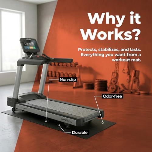 SuperMats Heavy Duty Equipment Non-Slip Mat 12GS | 36" × 90" – Fits large treadmills, ellipticals, rowers, recumbent bikes, home gyms, and fitness equipment. - color: Black
