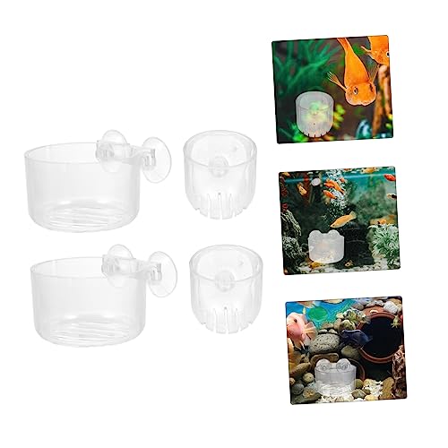 ERINGOGO 4pcs Acrylic Fish Feeding Cup Set Shrimp Feeder for Aquarium Feeding Tool for Red and Line