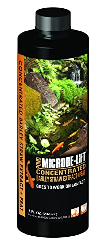 Microbe-Lift Concentrated Barley Straw Extract Plus Liquid Peat Conditioner for Ponds and Outdoor Water Garden, Safe for Live Koi Fish, Plants, and Decorations, 8 Ounces - size: 8 Ounces