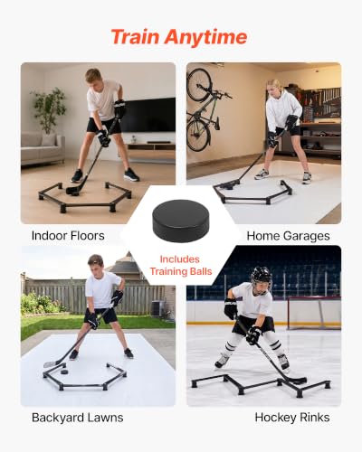 VEVOR Hockey Training Equipment, 5-Section Adjustable Hockey Stick Handling Trainer, Portable On/Off Ice Trainer, Lightweight Solid Sports Tool for Puck Control, Reaction Time, Hand-Eye Coordination