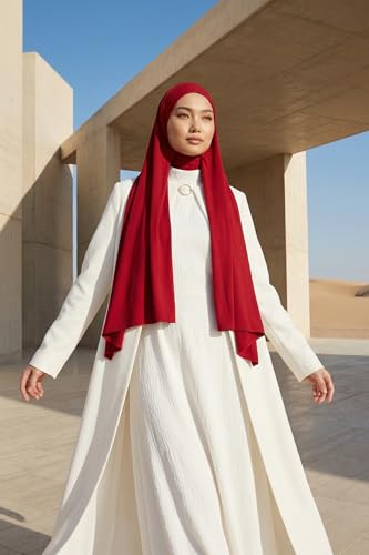Aisha's Design Neck-Covering Practical Jersey Hijab with Built-In Ninja Bonnet - color: Maroon