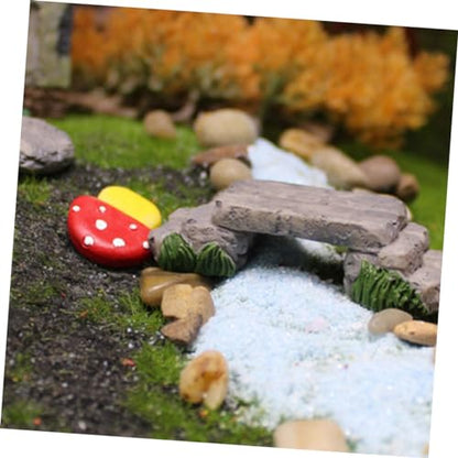 Abaodam Miniature Bridge Model with Mini Stepping Stones Garden Ornament for Succulents DIY Creative Micro Landscape Decor for Indoor Outdoor Fish Tank