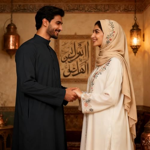 HOMELEX Men's Muslim Clothes Thobe Middle East Kaftan Saudi Arab Caftans Islamic Abaya Dress Dubai Robes - color: Black-2, size: Medium