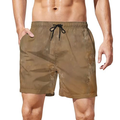 Ctreela Men's Funny Dog 3D Graphic Yellow Loose Fit Summer Beach Shorts - color: Coffee, size: Small