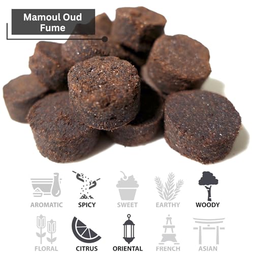Mamoul Oud Fume 80g (Pressed Resin) | Use with Charcoal Incense Discs or Electric Incense Burner (Carbon para Quemar Incienso) | Arabian Home Fragrance and Bukhoor Burners Hair Comb