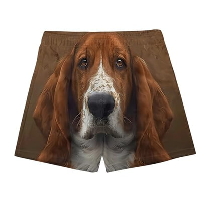 Ctreela Men's Funny Dog 3D Graphic Yellow Loose Fit Summer Beach Shorts - color: Brown, size: 3X-Large