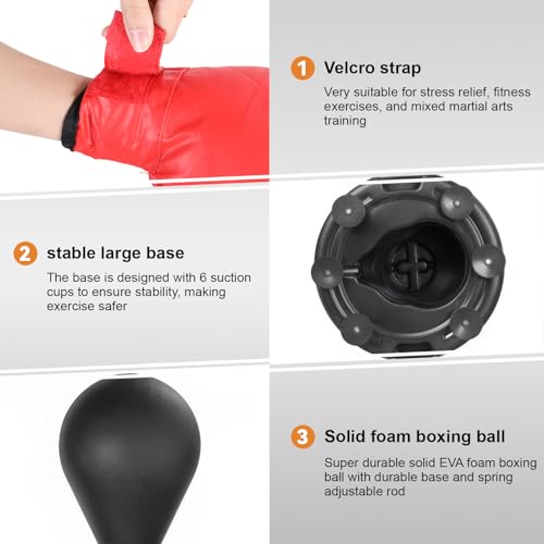 Punching Bag with Stand, Heavy Boxing Bag for Teens & Adults, Height Adjustable Speed Bag for Boxing Training with Boxing Gloves, Standing Boxing Equipment for Stress Relief & Fitness