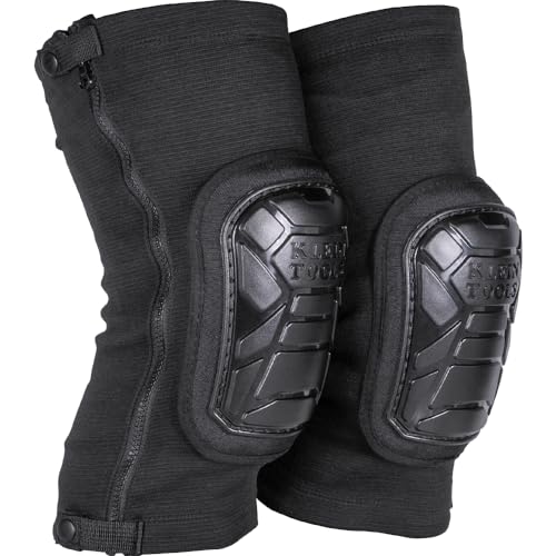 Klein Tools 60850 Tough-Flex Knee Sleeves for Work, Construction, Low-Profile Sleeve with Zipper, Gel-Like Foam, Black, XL/XXL - size: XL/XXL