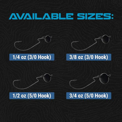 Reaction Tackle Football Swing Jig, Free-Swinging Hook with Football Head for Bass Fishing, Deep Water and Rocky Terrain (5-Pack) - color: Black, size: 1/4 Oz