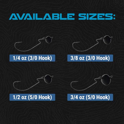 Reaction Tackle Football Swing Jig, Free-Swinging Hook with Football Head for Bass Fishing, Deep Water and Rocky Terrain (5-Pack) - color: Black, size: 3/4 Oz