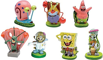PennPlax Spongebob 7-Piece Officially Licensed Aquarium Ornament Set – Great for Saltwater and Freshwater Fish Tanks – Mini 2" Aquarium Decorations - size: Mini