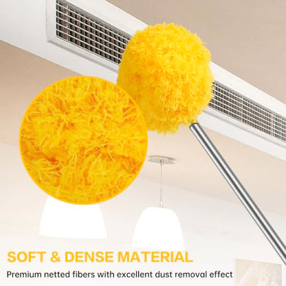 Ceiling Fan Cleaner Duster Reusable Microfiber Ceiling Fan Blade Cleaner Removable Duster with Extension Pole Adjusts 13 to 49.7 Inch for Cleaning Walls Bookshelves Furniture Door Window Top (Yellow) - color: Yellow
