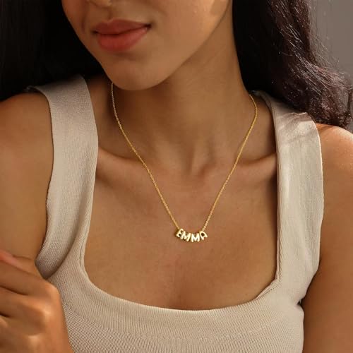 M MOOHAM Mothers Day Gifts - Custom Name Necklace 14K Gold Plated Necklace Personalized Monogram Pendant Name Necklaces for Women Trendy Jewelry Gifts for Women Mom Her Birthday Gifts - style: Layla
