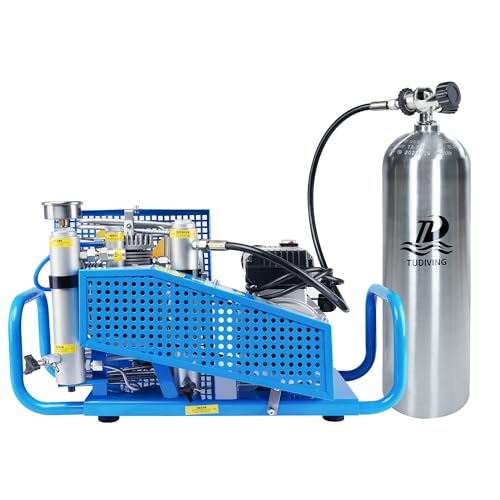 TUDIVING-4500Psi PCP Air Compressor | Scuba Diving Compressor with 11.1L Scuba Tank | 100 L/min Four-Cylinder Auto Stop PCP Rifle Compressor Pump (80 cuft dive tank with compressor) - color: 11.1l Dive Tank With Compressor