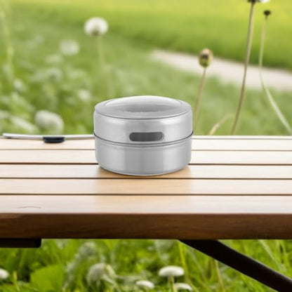 BESPORTBLE Stainless Steel Bait Box Round Worm Container Fishing Lure Storage Portable Multi-Function Bait Holder for Outdoor Anglers