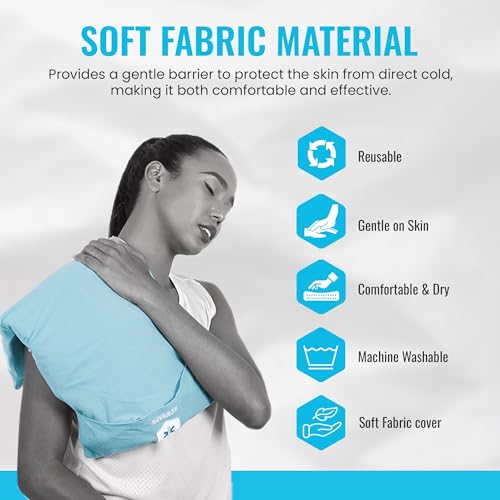 ICEWRAPS Fabric Cover for 10 x 14 Clay Pack, Reusable Ice Pack Cover - Blue | Oversize Clay Pack - Soft Reusable ice pack cover, Durable ice pack holder, Custom-Fit Sleeve, Machine Washable, Lightweight - size: 10”x14”, style: Fabric Cover Only