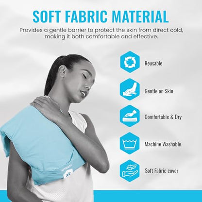ICEWRAPS Fabric Cover for 10 x 14 Clay Pack, Reusable Ice Pack Cover - Blue | Oversize Clay Pack - Soft Reusable ice pack cover, Durable ice pack holder, Custom-Fit Sleeve, Machine Washable, Lightweight - size: 10”x14”, style: Fabric Cover Only