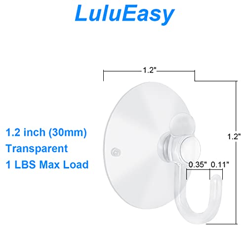 12 Pieces Small Suction Cups with Hooks 1.2 inch Clear Plastic Sucker Hooks for Glass Window Wall Festivals Parties Theme Carnival Decoration Door Bathroom Kitchen - size: 1.2"+hooks"
