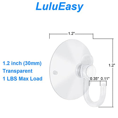 12 Pieces Small Suction Cups with Hooks 1.2 inch Clear Plastic Sucker Hooks for Glass Window Wall Festivals Parties Theme Carnival Decoration Door Bathroom Kitchen - size: 1.2"+hooks"