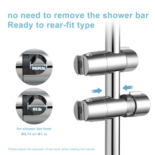OFFO Shower Head Holder, Adjustable 0.75-1.00 in(19-25 mm) Diameter Hand Shower Holder Bracket for Slide Bar, Detachable Slider Clamp Bathroom Replacement, 360 Degree Rotation Sprayer Holder, Chrome - style: Chrome