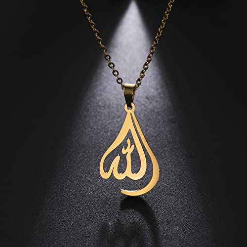 VASSAGO Allah Necklace for Women Stainless Steel Islamic Muslim Pendant Islam Eid Gift Religious Charm Jewelry - color: gold allah necklace