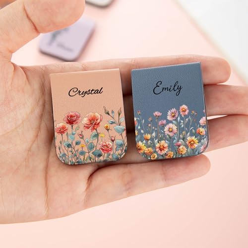BYFDIY Personalized Magnetic Bookmark Clip Leather Custom Name Watercolor Birth Flower Bookmarks Reading Accessory Gifts for Women Men Book Lovers