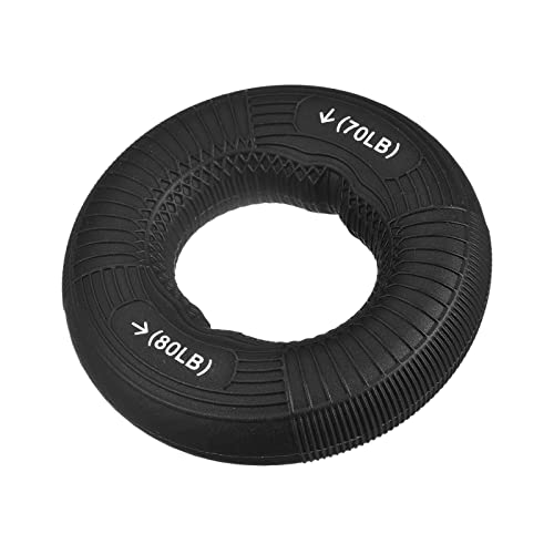 uxcell Hand Grip Strengtheners, 3.07" 70-80 Lbs Silicone Rings Fingers Forearms Exercises Grip Trainer for Rock Climbing Athletes Workout, Black - color: Black