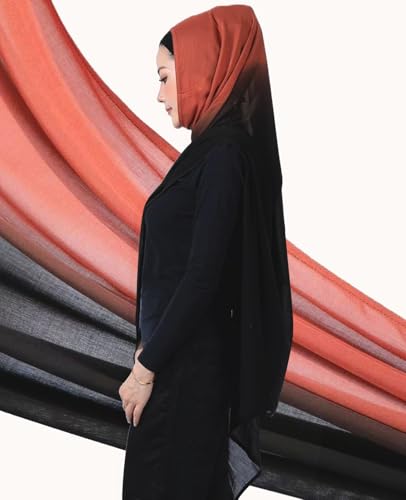 Special Ombre Modal Cotton Hijab Scarf for Women, Graceful Gradient Muslim Head Scarfs - color: Ombre Clay Brown