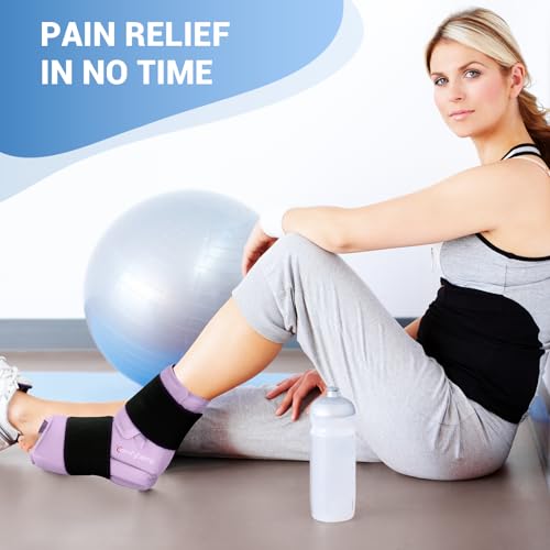 Comfytemp Ankle Foot Ice Pack Wrap for Plantar Fasciitis Relief, Ankles Brace for Sprain, Heel Spur, Swelling, Achilles Tendonitis, Cold Bag for Injuries Reusable, Hot Cold Compress, 1 Pack (Purple) - size: Purple Large(1 Pack)