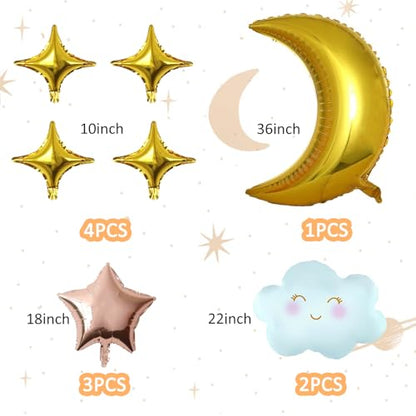 Cloud, Moon, Star Balloons Set - Baby Gender Reveal, Birthday Party Decorations