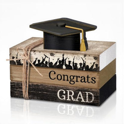 4 Pcs Graduation Table Decorations Graduation Tiered Tray Decorations Class of 2026 Wooden Decorative Books Block Centerpiece Farmhouse Congrats Grad Sign Gifts for Home Shelf Office - style: Car