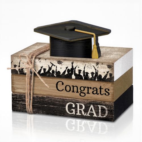 4 Pcs Graduation Table Decorations Graduation Tiered Tray Decorations Class of 2026 Wooden Decorative Books Block Centerpiece Farmhouse Congrats Grad Sign Gifts for Home Shelf Office - style: Car