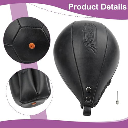 Boxing Speed Ball for Boxing Training, Hanging Punching Pear Bag, Reflex Reaction Exercise Equipment, MMA Striking Practice Tool, Home Gym Cardio Workout Gear, Microfiber Leather Speed - size: black