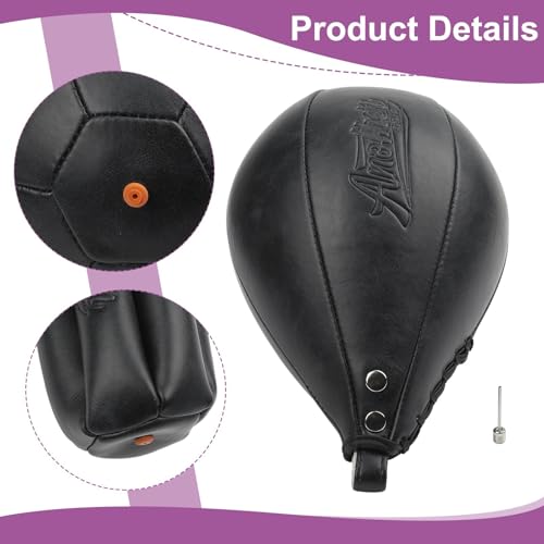Boxing Speed Ball for Boxing Training, Hanging Punching Pear Bag, Reflex Reaction Exercise Equipment, MMA Striking Practice Tool, Home Gym Cardio Workout Gear, Microfiber Leather Speed - size: black