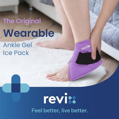 REVIX Foot Ice Pack Wrap, All-in-One Wearable Design, Purple | Ankle Ice Wrap with Flexible Gel Design, Adjustable One-Size Fit for Achilles Tendonitis, Sprained Ankle and Swelling - style: Purple-1 Pack