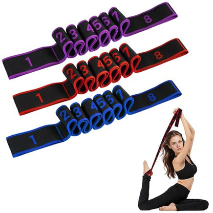 Resistance Bands with Handles, Elastic Stretching Strap for Physical Therapy, Yoga Strap for Stretching Equipment, Shoulder Leg Stretchers Bands for Exercise, Shaping, Flexibility - color: 3 Pack