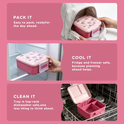 JXXM Bento Lunch Box for Kids with 8oz Soup Thermo,Leak-Proof Lunch Containers with 5 Compartment,Thermo Food Jar Food Containers for School (Pink-Jellyfish) - color: Pink-Jellyfish