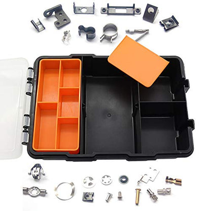 Small Tool Parts Box, Plastic Tool Storage Case, Home Hardware Organizer with Removable Dividers, Small Toolbox for Nails, Screws, Nuts and Bolts, 10-Compartment - size: 15.5x22.5x5.6cm/6.1x8.9x2.2in