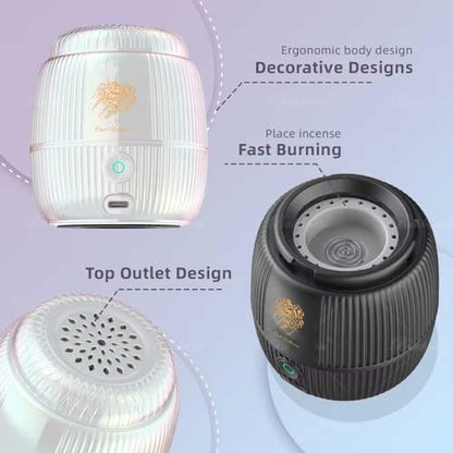 Portable USB Smart Incense Burner, Rechargeable Mini Arabic Electric Oud Scent Holder, Electronic Bukhoor Diffuser for Home, Office, Car, Ramadan & Eid Gifts