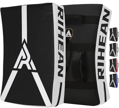 Martial Arts Kicking Shields - Kick Pad for Muay Thai, Taekwondo, Football, Basketball, Hockey Training - Denser Foam, Long Lasting PU Leather Kick Shield - style: 24×16in(L)-White Shield
