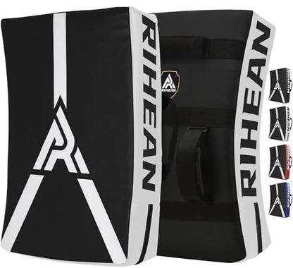 Martial Arts Kicking Shields - Kick Pad for Muay Thai, Taekwondo, Football, Basketball, Hockey Training - Denser Foam, Long Lasting PU Leather Kick Shield - style: 24×16in(L)-White Shield