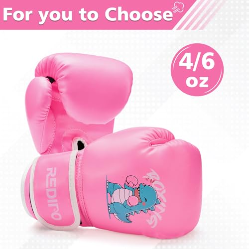 Kids Boxing Gloves, Youth Boxing Training Gloves for Kids 3-9 Year Boys and Girls, 4&6OZ Fighting Gloves, Punching Bag Kickboxing Thai Mitts MMA Training Sparring Gloves - color: Pink, size: 4OZ