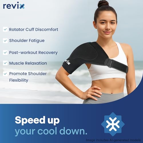 REVIX Shoulder Ice Pack Wrap for Rotator Cuff, with Removable Gel Pack | Reusable Gel Cold Wrap, 30-Minute Cooling, Flexible Fit for Recovery, Workout Relief & Daily Comfort, Men & Women - size: Standard, style: With Removable Gel Pack