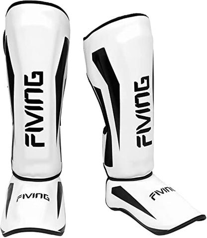 MMA Martial Arts Shin Guards – Padded, Adjustable Muay Thai Leg Guards with Instep Protection for Kickboxing/MMA Training and Sparring – Durable, Professional MMA Equipment - color: White, size: Medium