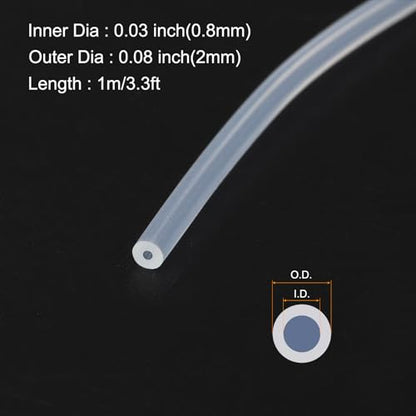 1m(3.3ft) 0.8mm(0.03") ID x 2mm(0.08") OD Silicone Tubing Clear Industrial Plastic Tubing Pure Silicone Hoses for Pump Siphoning Draining Irrigation Brewing - color: Clear, size: 0.03" x 0.08"