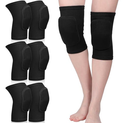 Eurzom 3 Pairs Dance Knee Pads Women Protective Non-Slip Knee Pads for Yoga Cheerleading Pole Floor Dance Volleyball - color: Black