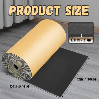 Pangda 1 Piece 157 x 12 x 1/8 Inch Extra Large Marine Foam Roll Closed Cell Rubber with Adhesive Insulation Sheets Lightweight Single Sided Tape Water Weather Resistant for Craft - size: 157 x 12 x 1/8 Inch