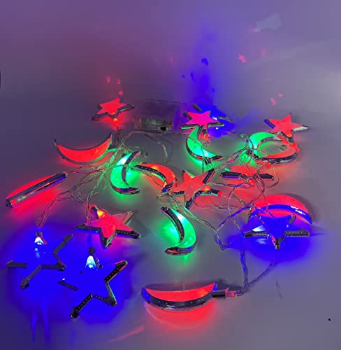 String Lights Decor 3D LED String Lights for Indoor House Decoration on Festivals, Bright Stars Moon Cool Safe Party Supply Christmas Festive Decorations (20pc Moon & Star Silver Led)
