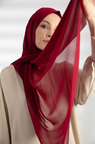 Chiffon Hijab Scarf For Women - Made in Turkiye - color: Cherry